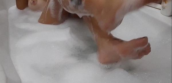  Sister take a shower but brother spy her. Good orgasm